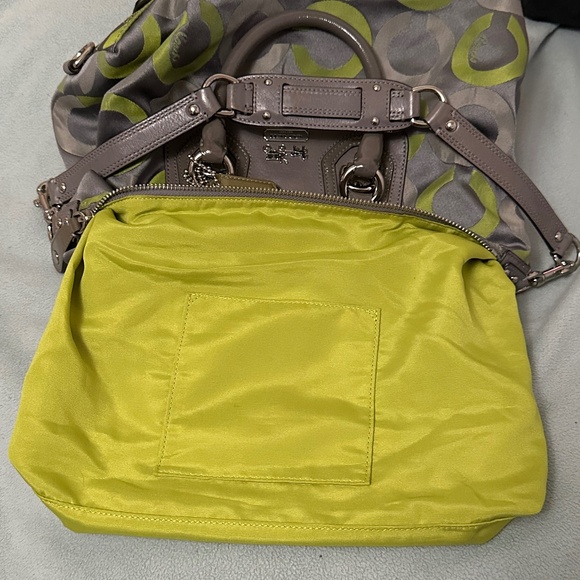 COACH Sabrina Signature Gray/Lime Green Op Art Satchel Handbag #D0971-13861 - Picture 15 of 16
